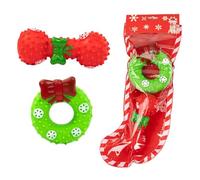 VOCUE Jouet de Noël pour chien - Cadeau pour mâcher et jouer - Jouet en peluche et corde - Résistance aux morsures - Jouet pour animal domestique