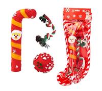 VOCUE Jouet de Noël pour chien - Cadeau pour mâcher et jouer - Jouet en peluche et corde - Résistance aux morsures - Jouet pour animal domestique