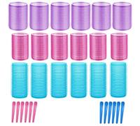 VOCUE Lot de bigoudis auto-agrippants 3 tailles pour volumes avec clips, bigoudis pour cheveux épais, fins et fins, longs, moyens et courts