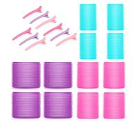 VOCUE Lot de bigoudis auto-agrippants 3 tailles pour volumes avec clips, bigoudis pour cheveux épais, fins et fins, longs, moyens et courts