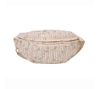 VOCUE Sac de plage en paille pour femme - Sac banane décontracté - Grand sac de ceinture - Sac de voyage pour téléphone portable - Poches sur les hanches, blanc, 17x14x1cm