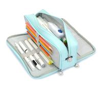 Vocuer Trousse à crayons de grande capacité avec 3 compartiments, grande trousse d'école Preppy pour filles, femmes et adultes, trousse à crayons (bleu glacier)