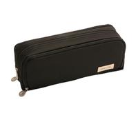 Vocuer Trousse à crayons de grande capacité avec 3 compartiments, grande trousse d'école Preppy pour filles, femmes, adultes, trousse à crayons (noir)
