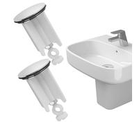 VODAFQS 2 Pièces Bouchon Lavabo Universel Réglable, Bouchon d'Évier avec Filtre à Cheveux, Convient pour Lavabo, Évier, Salle de Bain et Cuisine, Blanc
