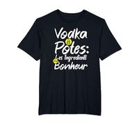 Vodka et potes Le Bonheur - Cadeau Homme Humour drôle T-Shirt, Homme Grandes Tailles, Noir, 5X Tall