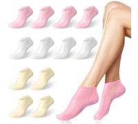 Vodolo Lot de 6 paires de chaussettes en silicone pour pieds secs et craquelés, masque hydratant pour les pieds, chaussettes exfoliantes en silicone, chaussettes hydratantes en gel spa, soin des pieds