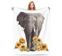 VODRM Couverture douce, chaude, légère et confortable avec éléphants blancs pour enfants, adultes, décoration de lit, salon, canapé, 127 x 152,4 cm