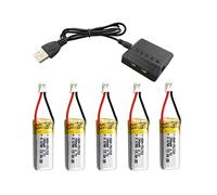 Voeecyttu 5 PièCes SéRies Batterie 3.7V 180 MAh avec Chargeur 5 en 1pour TéLéCommande Drone A20 A20W PièCes de Rechange Batterie PièCes de TéLéCommande PièCes Drone