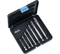VÖLKEL HexDrive Set de tarauds pour machine HexDrive dans une cassette en plastique | Forme B | Avec coupe épluchée | Jeu de forets en acier inoxydable | Embout hexagonal | Kit de tarauds HSS-E
