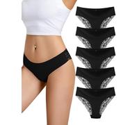 VOENXE Culotte Femme Dentelle Slip,Women sous-VêTements,Bas De Bikini éLastique,Feminins Confortable Underwear,Soft Panty,Sport Hipster,Sexy Panties,Multipack Lot De 5
