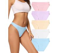 VOENXE Culotte Femme sans Couture,Invisible sous-vêtements Slips Taille Basse,Bas de Bikini Élastique,Culotte Sport Femme,Seamless Women Underwear Panties,Multipack Lot de 5