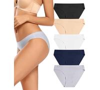 VOENXE Culotte Femme sans Couture,Invisible sous-vêtements Slips Taille Basse,Bas de Bikini Élastique,Culotte Sport Femme,Seamless Women Underwear Panties,Multipack Lot de 5