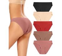 VOENXE Culotte Femme sans Couture,Invisible sous-vêtements Slips Taille Basse,Bas de Bikini Élastique,Culotte Sport Femme,Seamless Women Underwear Panties,Multipack Lot de 5