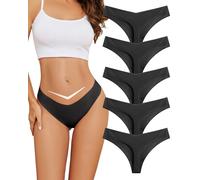 VOENXE Culotte Femme sans Coutures, Invisible String Tanga Taille Basse, Sexy Chic Slip Microfibre Shorty, sous-VêTements Seamless Thong Underwear Women Lot De 5