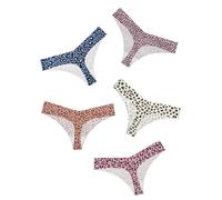 VOENXE Culotte Femme sans Coutures, Invisible String Tanga Taille Basse, Sexy Chic Slip Microfibre Shorty, sous-VêTements Seamless Thong Underwear Women Lot De 5