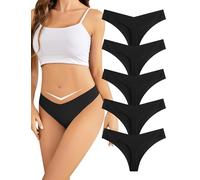 VOENXE Culotte Femme sans Coutures, Invisible String Tanga Taille Basse, Sexy Chic Slip Microfibre Shorty, sous-VêTements Seamless Thong Underwear Women Lot De 5