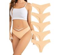 VOENXE Culotte Femme sans Coutures, Invisible String Tanga Taille Basse, Sexy Chic Slip Microfibre Shorty, sous-VêTements Seamless Thong Underwear Women Lot De 5