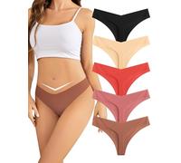 VOENXE Culotte Femme sans Coutures, Invisible String Tanga Taille Basse, Sexy Chic Slip Microfibre Shorty, sous-VêTements Seamless Thong Underwear Women Lot De 5