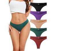 VOENXE String Coton Femme,Tanga Sport Culotte Feminin Sexy Chic,Women Underwear Cotton Thong,sous-vêtements Féminins Stretch,Slips Simple et Comfortable pour Femmes,Multipack Lot de 5