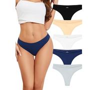 VOENXE String Coton Femme,Tanga Sport Culotte Feminin Sexy Chic,Women Underwear Cotton Thong,sous-vêtements Féminins Stretch,Slips Simple et Comfortable pour Femmes,Multipack Lot de 5