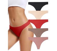 VOENXE String Tanga Femme sans Couture,Invisible Culotte Taille Basse,Seamless Slip Femme,Sport Women Thong Underwear Microfibre,sous-vêtements Multipack Bresilien,Confortable Panties Lot de 5