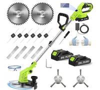 VOERJIA Débroussailleuse Électrique sans Fil 850W avec Écran LCD, Coupe Bordure sans Fil avec 2 Batteries 21V et Roue, Rotofil Puissant 4-en-1 pour Jardin, Désherbage et Allée (Modèle Pro)