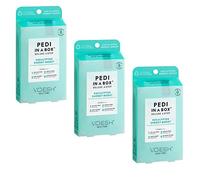 VOESH Pedi in a Box Eucalyptus Energy Boost Lot de 3 kits de pédicure à domicile, pédicure spa, bain des pieds, exfoliant pour les pieds