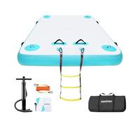 VOFiTNY Station d'accueil flottante gonflable, plateforme aérienne multi-personnes avec échelle en corde, surface antidérapante pour piscine, lac, plage