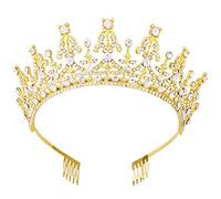 Vofler Diadème et couronnes pour femme - Doré - Strass - Bijou de cheveux pour les petites filles - Mariée, princesse, anniversaire, mariage, concours de beauté, bal de promo, Halloween, fête costumée