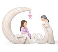VOFSTAND Figurine mère fille cadeau maman - Sculpture en résine lune et dos avec lettres d'amour et étoile rose - Cadeau sentimental de Noël d'anniversaire pour maman de la part de sa fille