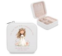 VogaClad Boite a Bijoux Personnalisée pour Première Communion - Cadeau Souvenir Élégant avec Nom et Date - Idée de Cadeau Communion Fille, Coffret pour Chapelet et Bijoux