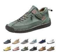 Vogany Shoes Chaussures orthopédiques unisexes faites à la main en cuir souple à lacets, antidérapantes, légères et respirantes pour la conduite, la marche, la randonnée, Vert noir, 41.5 EU