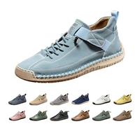 Vogany Shoes Chaussures orthopédiques unisexes faites à la main en cuir souple à lacets, antidérapantes, légères et respirantes pour la conduite, la marche, la randonnée, bleu clair, 40.5 EU