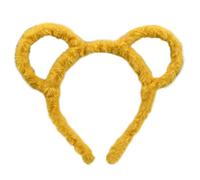 Vogast Femmes Hiver Épais Peluche Bandeau Rond Oreilles d'Ours Maquillage Cerceau Bandana Jaune
