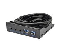 Vogast Panneau avant USB pour PC USB 3.2 10 Gbit/s Type C + 19 broches 2 ports USB 3.0 Hub + microphone d'écouteur 3,5 mm pour baie de disquette 3,5" en métal