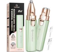 VOGCREST Tondeuse à cheveux, 2 en 1 Tondeuse facial et tondeuse à sourcils pour femmes - Rechargeable, portable, avec lumière LED