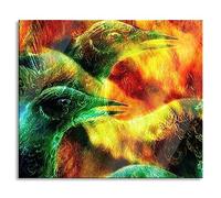 Vogel Phoenix Collage Plaque de protection pour cuisinière et protection anti-éclaboussures en verre véritable 60 x 52 cm