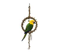 Vogelara Tapis en jonc de mer - Support de nid de vigne tissé, anneau en bois qui repousse l'ennui avec grincement des dents, exercice du mur de nourriture, salle de sport en corde de déchiquetage |