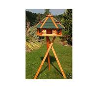 Deko-Shop-Hannusch Nichoir à Oiseaux sur Pieds avec bardeaux en Asphalte et 3 lucarnes Taille XXL
