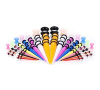 Vogem Kit d'étirement d'oreille 50 pièces 14G-00G - Cônes et plugs en acrylique 1,6 mm-12 mm - Tunnels en silicone - Ensemble d'écarteurs pour piercing corporel, Acrylique
