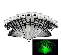 Vogem Kit d'étirement d'oreille 50 pièces 14G-00G - Cônes et plugs en acrylique 1,6 mm-12 mm - Tunnels en silicone - Ensemble d'écarteurs d'oreille - Bijoux de piercing corporel, Acrylique