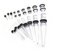 vogem Kit d'étirement d'oreille transparent 18 pièces 14 G-00 G/1,6 mm-10 mm Ensemble d'écarteurs d'oreille en acrylique et plugs Ensemble de bijoux de piercing pour homme et femme, Acrylique