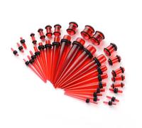 vogem Lot de 36 écarteurs d'oreille 1-10 mm/14G-00G, écarteurs d'oreille en acrylique et plugs pour le corps, ensemble de bijoux pour femmes et hommes, rouge, 0, Écarteurs d'oreilles en acrylique, Pas