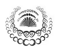 vogem Lot de 54/84 écarteurs d'oreille 1-10 mm/14G-00G - En acrylique - En forme de corne - En acrylique - Pour homme et femme, 1.6mm - 12mm, Acrylique