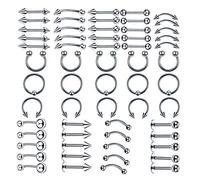 vogem Lot de piercings en acier inoxydable pour oreille, nombril, lèvre, nez, langue, sourcil, téton, anneau multi-usages, 1-10mm (1.6mm-12mm ), Acrylique, Pas de gemme