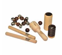 Voggenreiter Musik für Kleine Premium Das Maxi-Percussion-Set, 6-tlg., Holzshaker, Glöckchen Fußband, Shaker, Klangstäbe, Rabatak, Glöckchen, Instumente, 1114