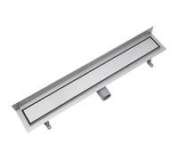 VOGI Caniveau de douche avec paroi murale en acier inoxydable - Kit complet (évacuation murale) avec grille Duo en acier inoxydable (couvercle carrelé) avec siphon avec système anti-odeurs - Longueur