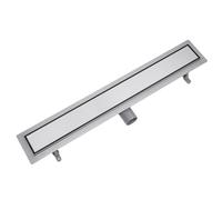 VOGI Caniveau de douche complet en acier inoxydable DUO Couvercle carrelé ou passoire à cheveux en acier inoxydable brossé avec siphon Pieds de montage inclus avec manchon d'étanchéité Double chambre