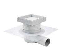 VOGI Siphon de sol en acier inoxydable - Caniveau de douche carré - Siphon de salle de bain latéral - Siphon à membrane - 12 x 12 cm - Rouille pouvant être carrelée