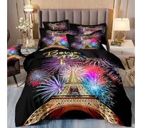 VOGIAY Paris Housse de Couette 220x240 Ensemble de Literie Tour Eiffel pour Les Enfants Filles Femmes, Parure de Lit Literie Romantisme Couple Voyage Décoration de Chambre